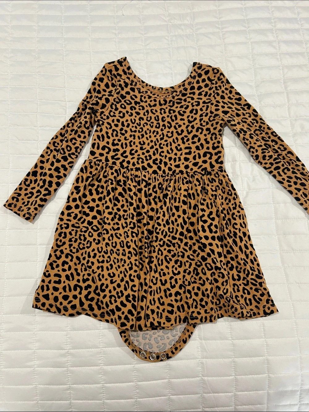 Long-Sleeve Leopard Print Kids Little Sleepies Dress